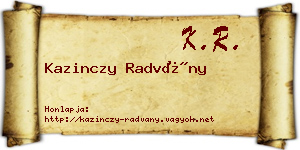 Kazinczy Radvány névjegykártya